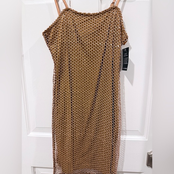 Boston Proper Shimmer Mesh Fringe - Gold Metallic - Glam Party Dress Size XXS - Picture 9 of 10